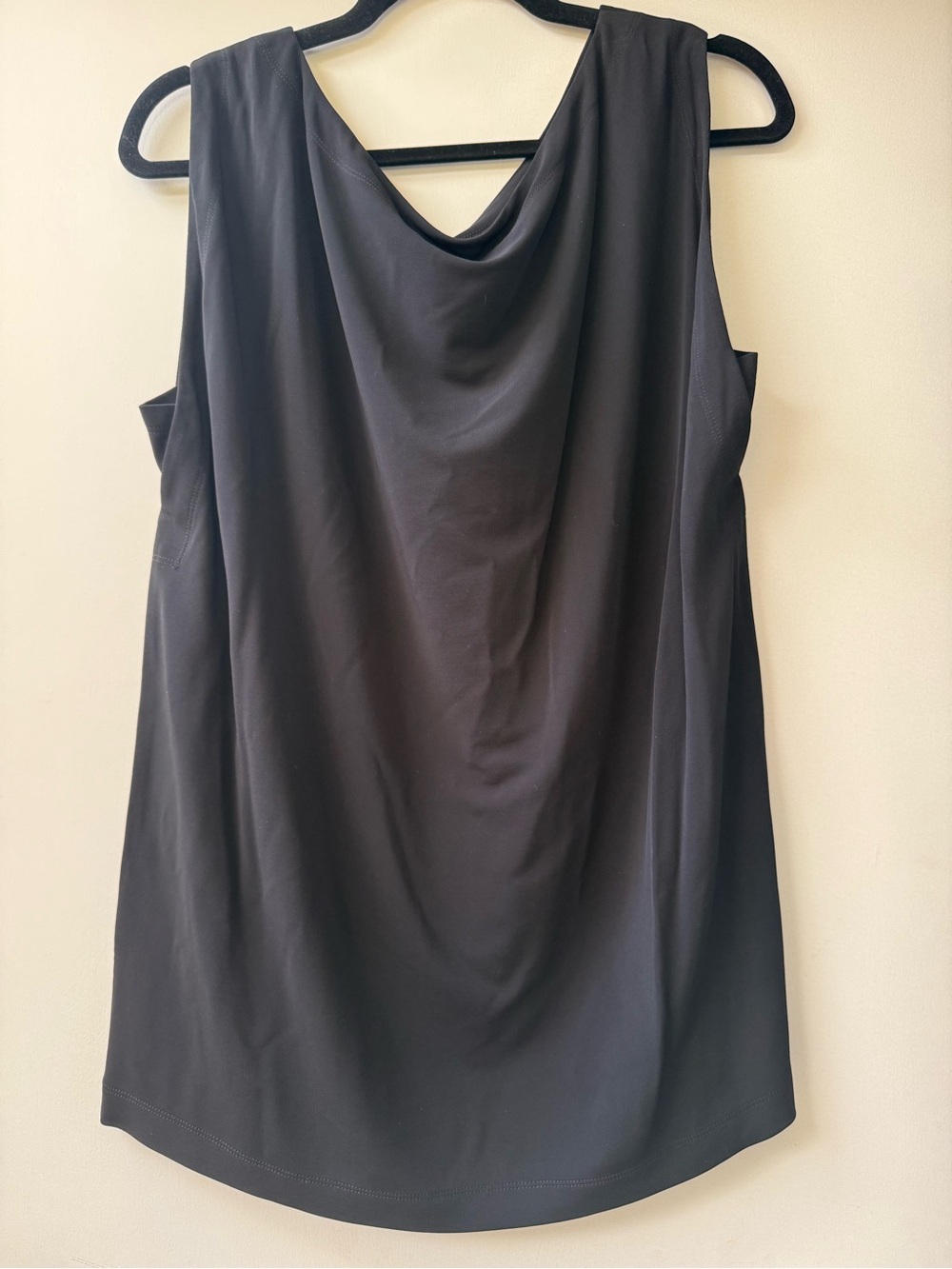 Lafayette 148 NY Black Draped Cowl Neck Wide Shoulder Tank-SIZE XL-New w/Tags